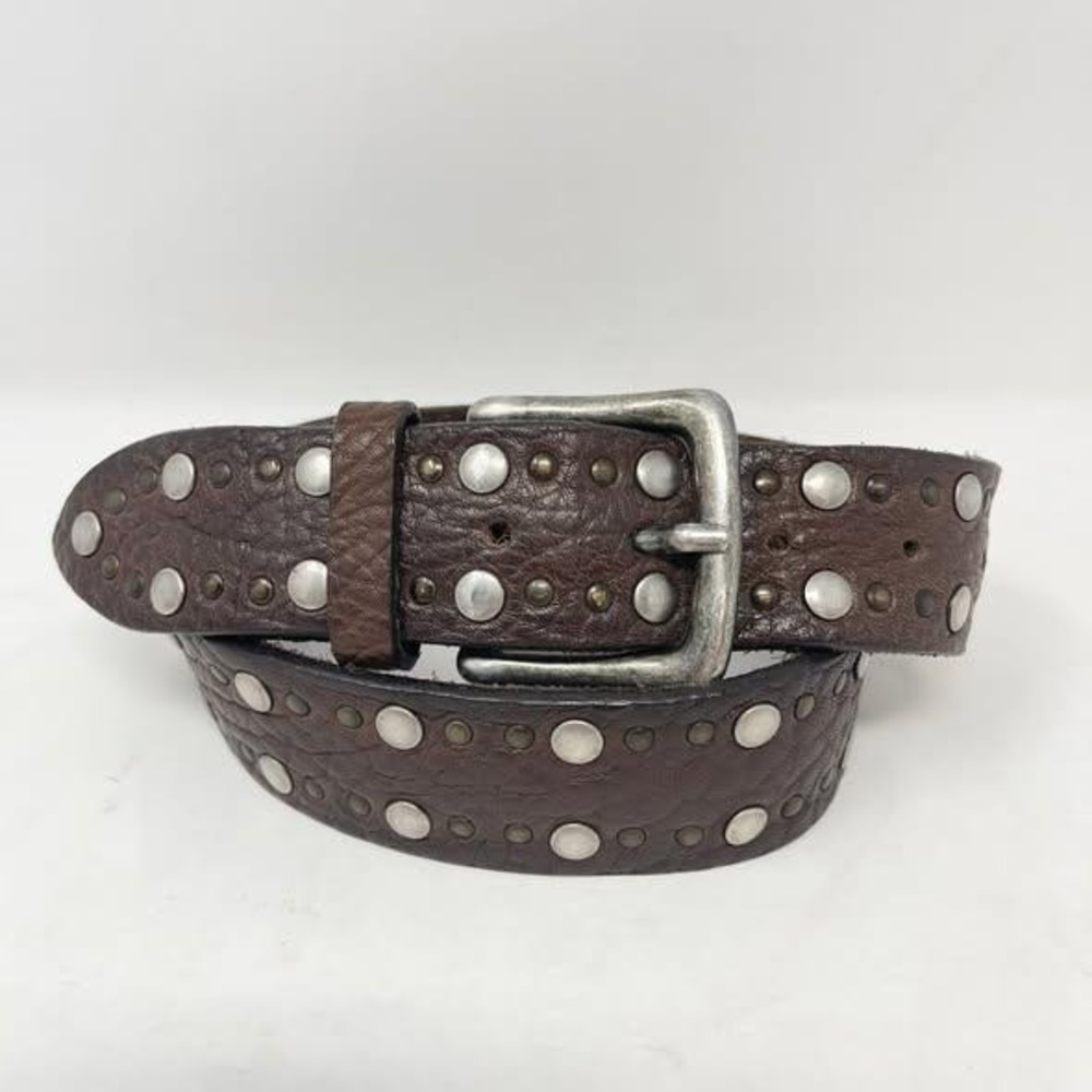 Sundance Belt Wms Small Brown Leather Silver Studs Rivets Boho Festival Casual